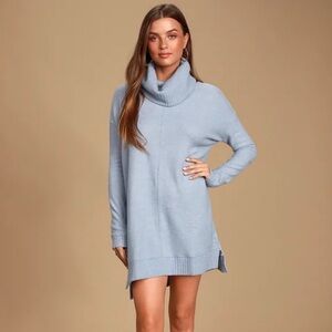 Lulu's Soft Blue Cowl Neck Sweater